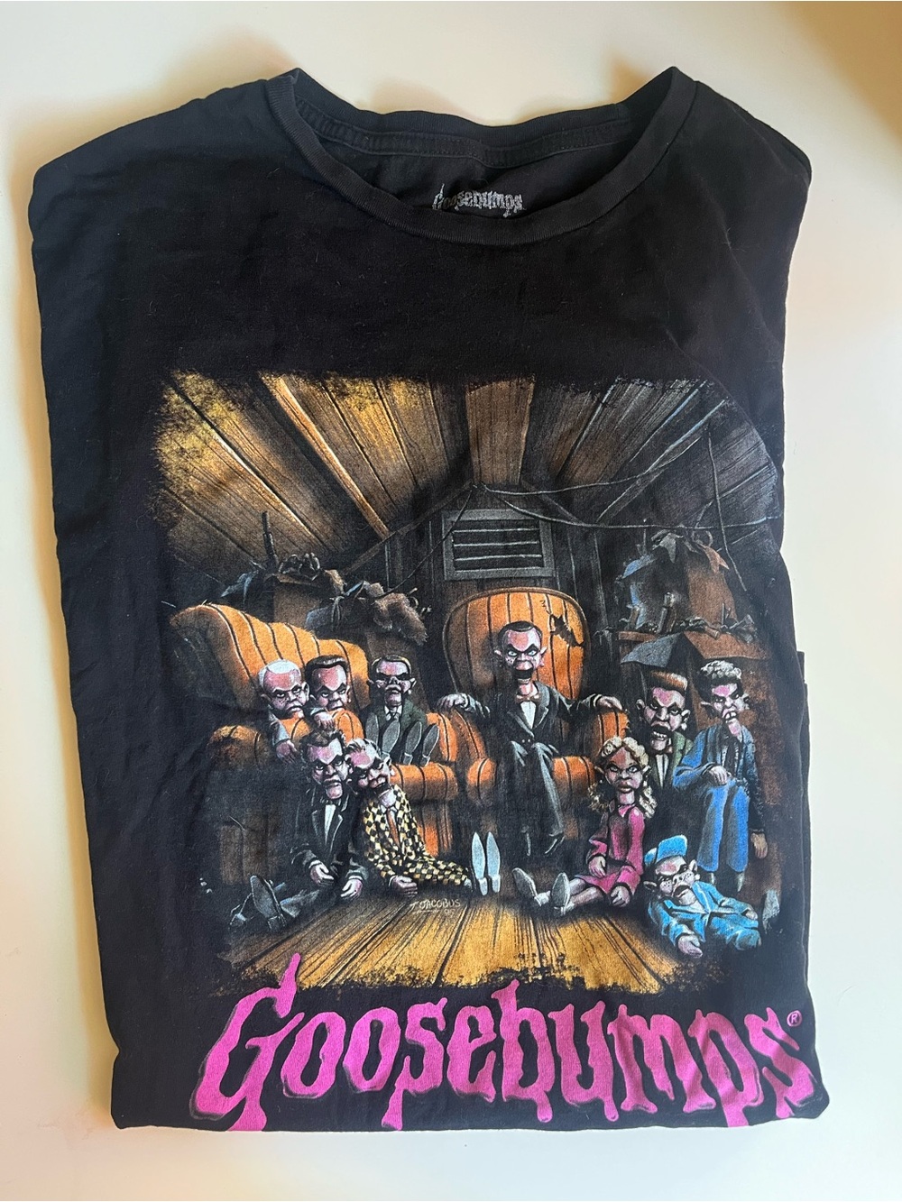 Goosebumps Adult Black Graphic T-Shirt - Night of the living dummy 3